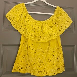 Cupcakes and Cashmere Yellow Davy Eyelet Off the Shoulder Top